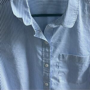ATHLETA Shirt Woman's Long Sleeve Oxford Striped Size S